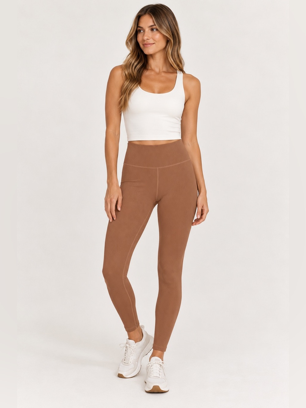 Girlfriend Collective Rib High-Rise Legging Brown Large